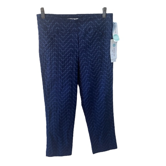NWT Stitch Fix x Margaret M Slimming Pants Bobbi Blue Capri Jacquard Pants Med - Picture 1 of 5